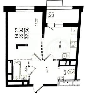 1-к квартира, сданный дом, 36м2, 7/12 этаж