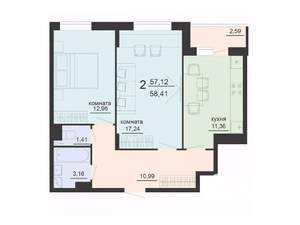 2-к квартира, вторичка, 58м2, 20/20 этаж