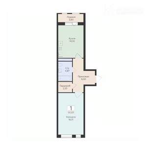 1-к квартира, вторичка, 51м2, 9/18 этаж