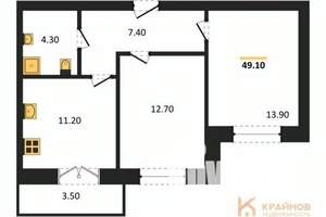 2-к квартира, вторичка, 49м2, 8/15 этаж