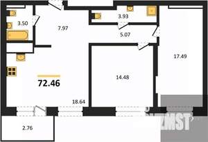 2-к квартира, вторичка, 72м2, 21/28 этаж