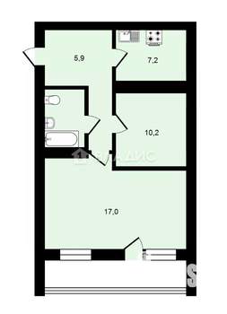 2-к квартира, вторичка, 44м2, 4/12 этаж