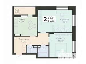 2-к квартира, вторичка, 60м2, 3/18 этаж