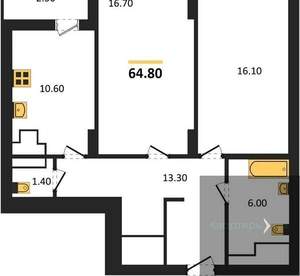 2-к квартира, вторичка, 65м2, 22/25 этаж