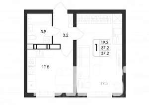 1-к квартира, строящийся дом, 37м2, 1/17 этаж