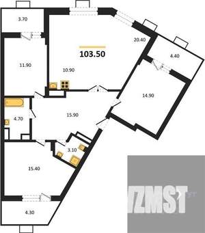 3-к квартира, вторичка, 104м2, 4/14 этаж