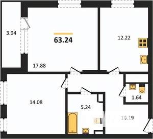 2-к квартира, вторичка, 63м2, 7/18 этаж