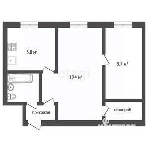 2-к квартира, вторичка, 42м2, 1/4 этаж