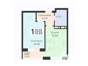 1-к квартира, вторичка, 37м2, 13/18 этаж