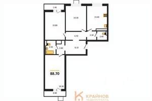 3-к квартира, вторичка, 89м2, 7/17 этаж