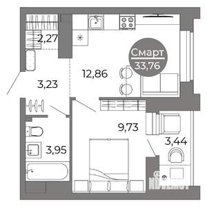 1-к квартира, вторичка, 34м2, 20/25 этаж