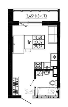 Студия квартира, строящийся дом, 25м2, 9/17 этаж