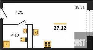 Студия квартира, вторичка, 27м2, 9/21 этаж