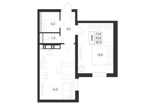 1-к квартира, вторичка, 41м2, 1/18 этаж