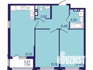 2-к квартира, вторичка, 70м2, 8/18 этаж