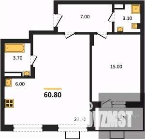1-к квартира, вторичка, 61м2, 1/14 этаж