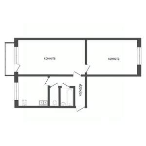 2-к квартира, вторичка, 44м2, 1/5 этаж