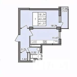 1-к квартира, строящийся дом, 41м2, 11/13 этаж