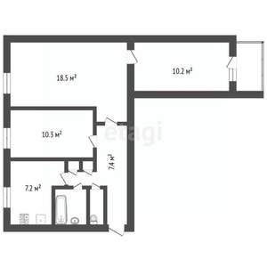 3-к квартира, вторичка, 57м2, 4/9 этаж