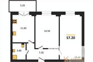 2-к квартира, вторичка, 57м2, 12/15 этаж