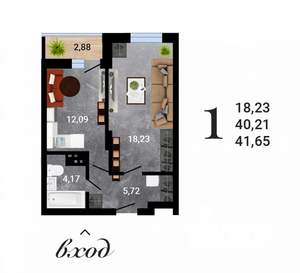 1-к квартира, вторичка, 42м2, 15/27 этаж