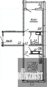 1-к квартира, вторичка, 47м2, 6/19 этаж
