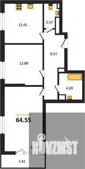 2-к квартира, вторичка, 65м2, 16/23 этаж