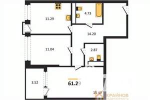 2-к квартира, сданный дом, 61м2, 3/21 этаж