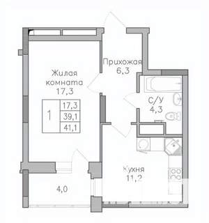 1-к квартира, вторичка, 41м2, 7/25 этаж
