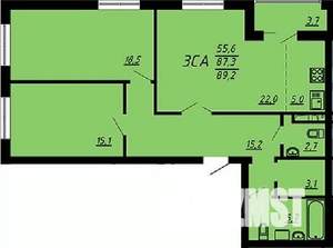 3-к квартира, вторичка, 89м2, 3/21 этаж