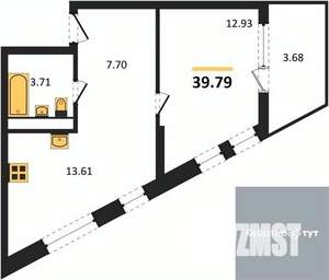 1-к квартира, вторичка, 40м2, 4/21 этаж