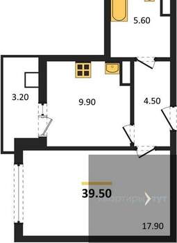 1-к квартира, вторичка, 40м2, 14/17 этаж