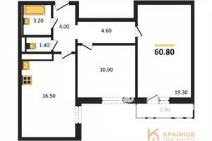 2-к квартира, вторичка, 61м2, 16/17 этаж