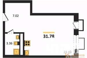 Студия квартира, вторичка, 32м2, 3/21 этаж