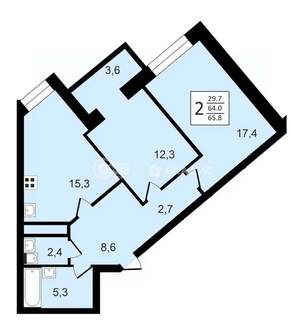 2-к квартира, вторичка, 66м2, 11/24 этаж