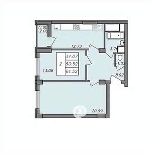 2-к квартира, строящийся дом, 62м2, 10/13 этаж