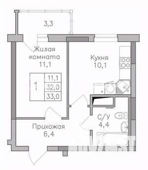 2-к квартира, строящийся дом, 62м2, 20/25 этаж