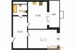 1-к квартира, вторичка, 47м2, 4/21 этаж