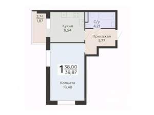 1-к квартира, вторичка, 40м2, 10/20 этаж