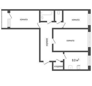 3-к квартира, вторичка, 60м2, 7/9 этаж