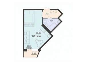 Студия квартира, вторичка, 30м2, 2/20 этаж