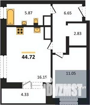 1-к квартира, вторичка, 45м2, 11/25 этаж