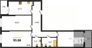 3-к квартира, вторичка, 97м2, 2/22 этаж