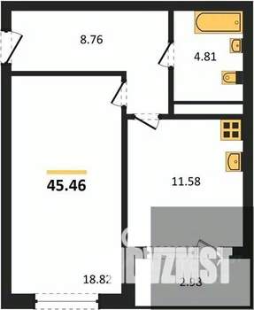 1-к квартира, вторичка, 45м2, 11/18 этаж