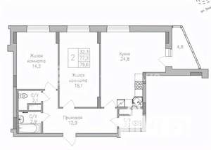2-к квартира, вторичка, 80м2, 3/10 этаж