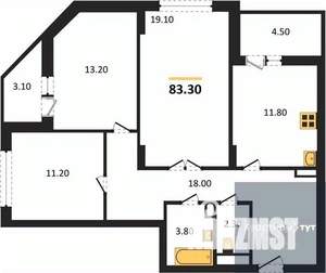 3-к квартира, вторичка, 83м2, 4/25 этаж