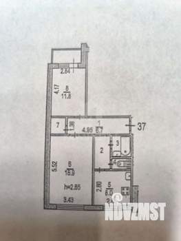 2-к квартира, вторичка, 54м2, 10/10 этаж