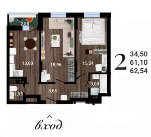 2-к квартира, вторичка, 63м2, 6/27 этаж