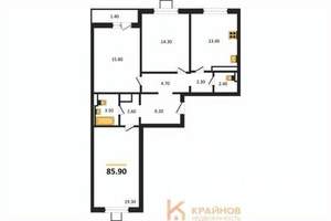 3-к квартира, вторичка, 86м2, 11/17 этаж