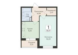 1-к квартира, вторичка, 39м2, 8/18 этаж